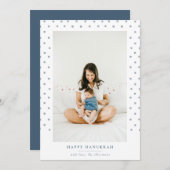 水点々のある色フレームHanukkahフォトホリデー シーズンカード (正面/裏面)