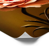 水点独身ののあるピンク色のバラ ポスター (角)