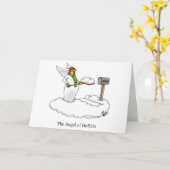 水牛おもしろいの天使の雪のユーモアグリーティングカード カード (黄色い花)