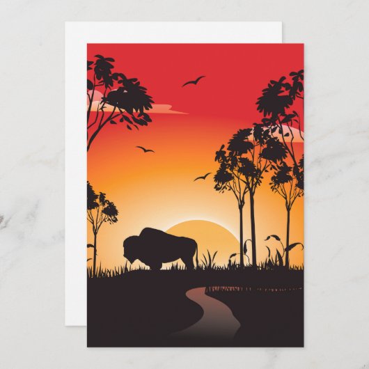 水牛のシルエット 招待状 (正面/裏面)