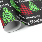 水牛のプレイドヒョウのクリスマスツリー ラッピングペーパー (ロールコーナー)