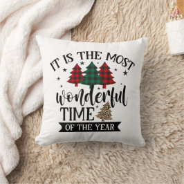 水牛のプレイドヒョウ柄クリスマスツリー クッション