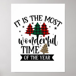 水牛のプレイドヒョウ柄クリスマスツリー ポスター