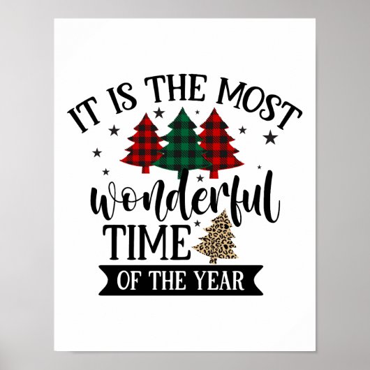 水牛のプレイドヒョウ柄クリスマスツリー ポスター (正面)