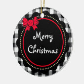 水牛のプレイドメリークリスマスブラックとホワイト セラミックオーナメント (左)