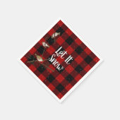 水牛のプレイド上の鳥と雪 スタンダードカクテルナプキン (角)