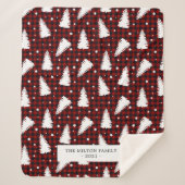 水牛のプレイド赤い松の森モノグラム シェルパブランケット (正面)