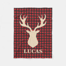 水牛のプレイド鹿のパーソナライズされた毛布