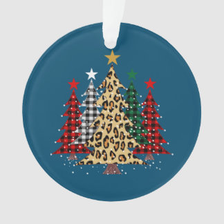 水牛のプレイド&ヒョウとメリークリスマスツリー オーナメント