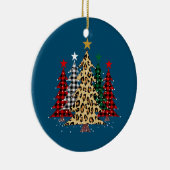 水牛のプレイド&ヒョウとメリークリスマスツリー セラミックオーナメント (右)