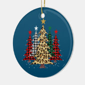 水牛のプレイド&ヒョウとメリークリスマスツリー セラミックオーナメント (左)