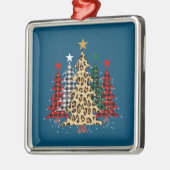 水牛のプレイド&ヒョウとメリークリスマスツリー メタルオーナメント (左)