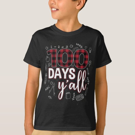水牛の先生のための学校の100日目の赤 Tシャツ (正面)