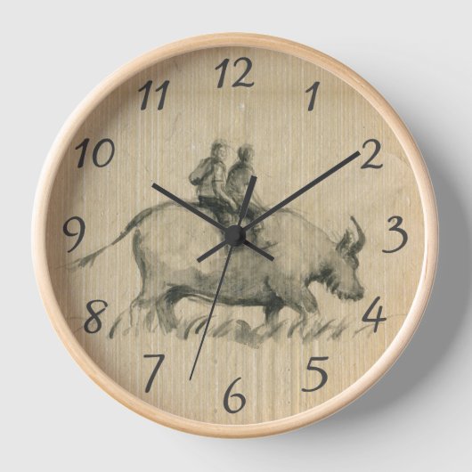 水牛の子中国の牛年誕生日W2 壁時計 (正面)