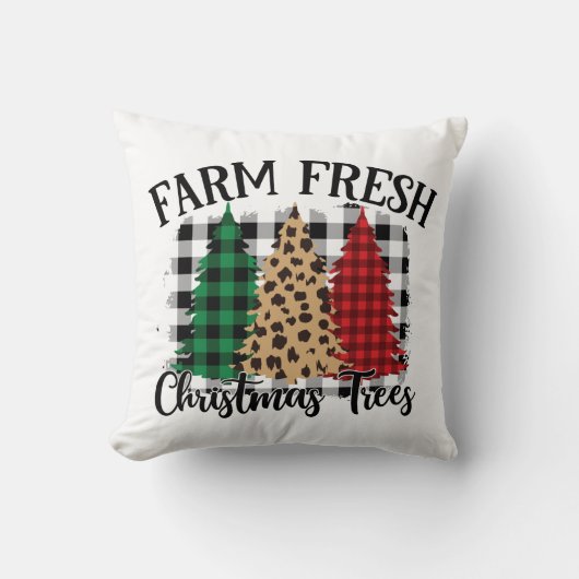 水牛の格子柄とヒョウ柄のキストマの木 クッション (正面)