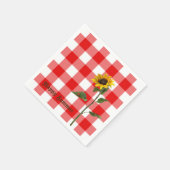 水牛の格子柄のヒマワリとレディーバグ スタンダードカクテルナプキン (角)