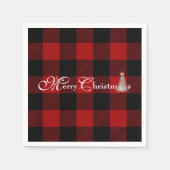 水牛の格子柄の木でメリークリスマス スタンダードカクテルナプキン (正面)