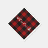 水牛の格子柄の木でメリークリスマス スタンダードカクテルナプキン (角)