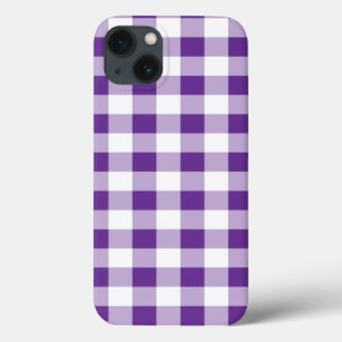 水牛の格子柄の紫ガーリー白 iPhone 13ケース