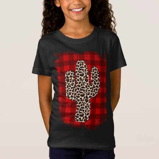 水牛の格子模様サボテンのクリスマス Tシャツ (正面)