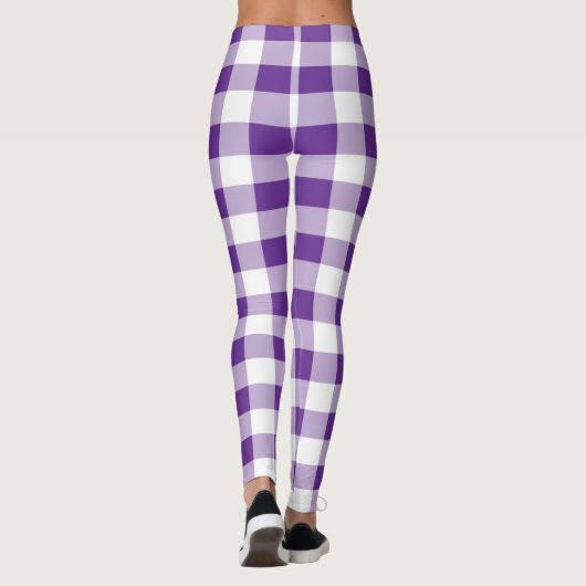 水牛の格子模様（紫と白） レギンス (裏面)