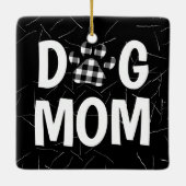 水牛の格子毛の犬のパワープリント セラミックオーナメント (裏面)