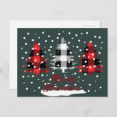 水牛の格子状のメリークリスマス シーズンポストカード (正面/裏面)