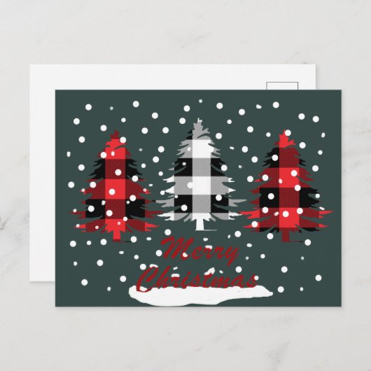 水牛の格子状のメリークリスマス シーズンポストカード (正面/裏面)