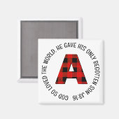 水牛の格子状の手紙Aモノグラム マグネット (正面/裏面)