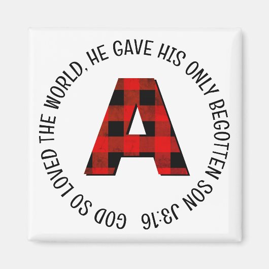 水牛の格子状の手紙Aモノグラム マグネット (正面)