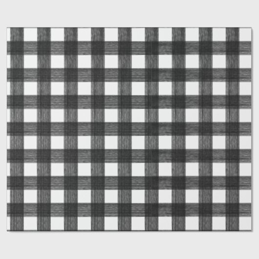 水牛の格子縞の白黒の水色 ラッピングペーパー (フラット)