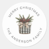 水牛の格子縞バスケットホワイト ラウンドシール (正面)