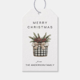 水牛の格子縞バスケット ギフトタグ