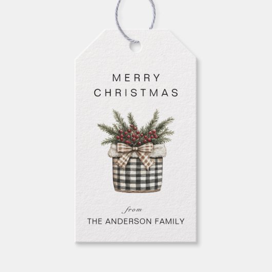 水牛の格子縞バスケット ギフトタグ (正面)