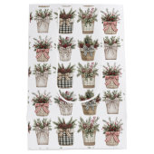 水牛の格子縞バスケット | ファームハウスクリスマス ミディアムペーパーバッグ (裏面)