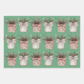 水牛の格子縞バスケット | ファームハウスクリスマス ラッピングペーパーシート (正面3)