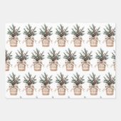 水牛の格子縞バスケット | ファームハウスクリスマス ラッピングペーパーシート (正面2)