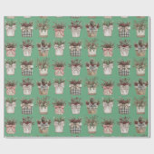 水牛の格子縞バスケット | ファームハウスクリスマス ラッピングペーパー (フラット)