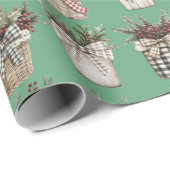 水牛の格子縞バスケット | ファームハウスクリスマス ラッピングペーパー (ロールコーナー)