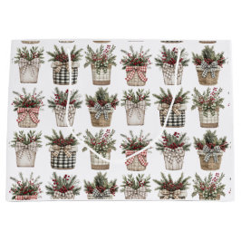 水牛の格子縞バスケット | ファームハウスクリスマス ラージペーパーバッグ