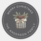 水牛の格子縞バスケット ラウンドシール (正面)