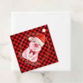 水牛の格子赤の可愛いクリスマスおもしろい豚 フェイバータグ (インサイチュ)