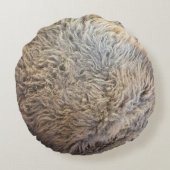 水牛の毛皮のフォトブラウンの髪 ラウンドクッション (裏面)