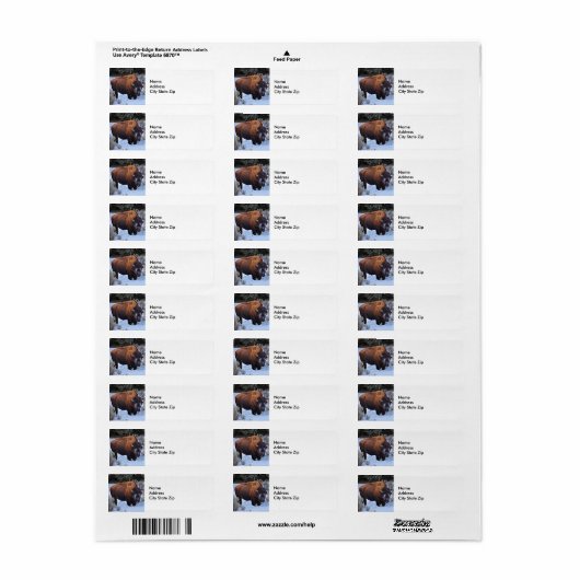 水牛の雪写真 ラベル (フルシート)