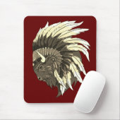 水牛の頭とインディアンのアドレス マウスパッド (マウス)