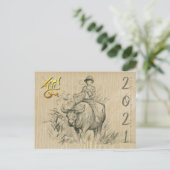 水牛キッド中国のオックス年2021 PostC ポストカード (スタンド正面)