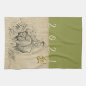 水牛キッ中国のドOx Year 2021 c KT キッチンタオル (横)