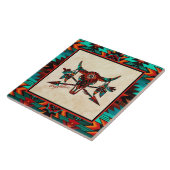 水牛スカルと矢印セラミックタイル タイル (側面)