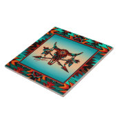 水牛スカルと矢印セラミックタイル タイル (側面)