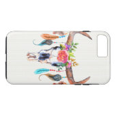 水牛スカル(羽毛と花) Case-Mate iPhoneケース (裏面(横))